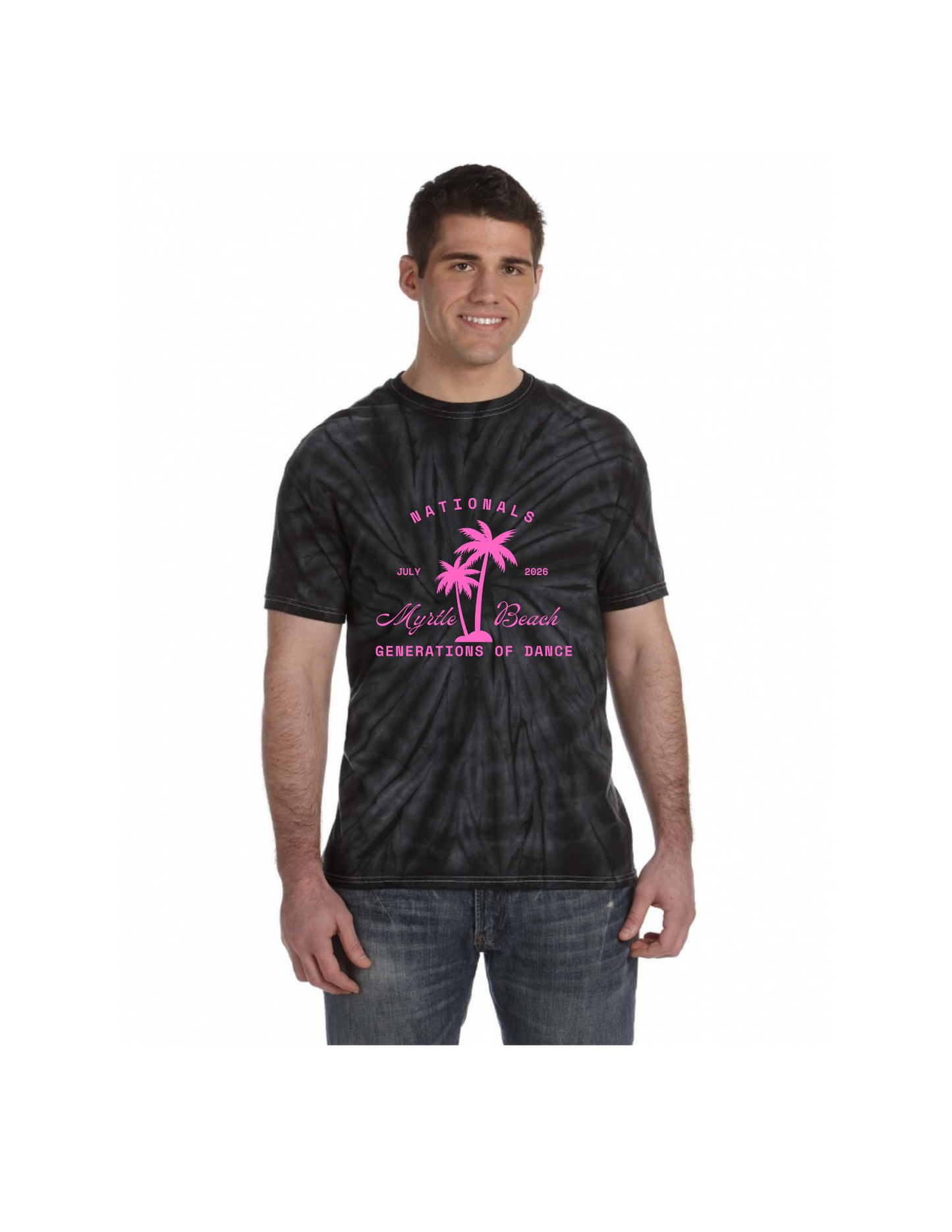 Adult Black Tie-Dye T- Shirt - Nationals 2026